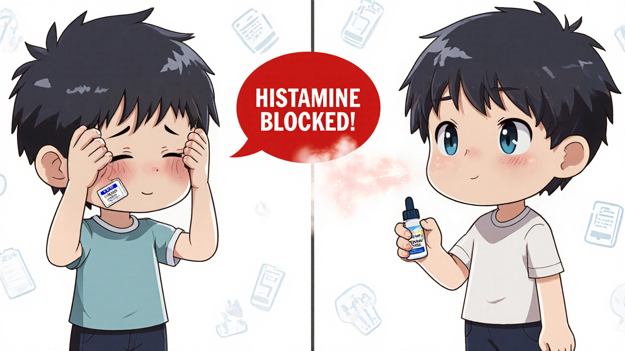 Split scene: tired person with pill vs. energized person using nasal spray with glowing effect.