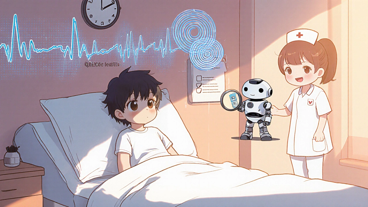 Patient with AI analyzing hidden ECG danger patterns