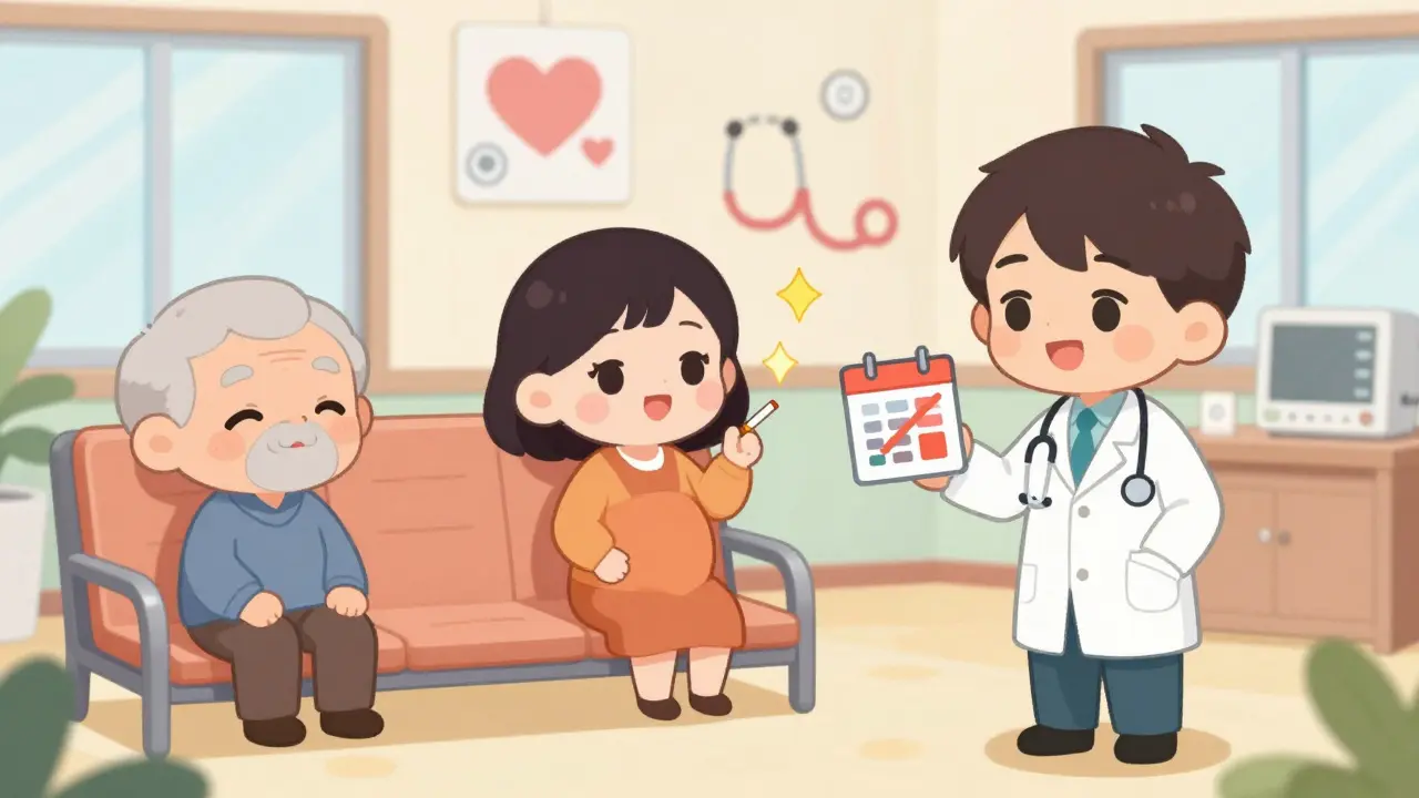 Chibi patients receiving monitoring calendars from a doctor