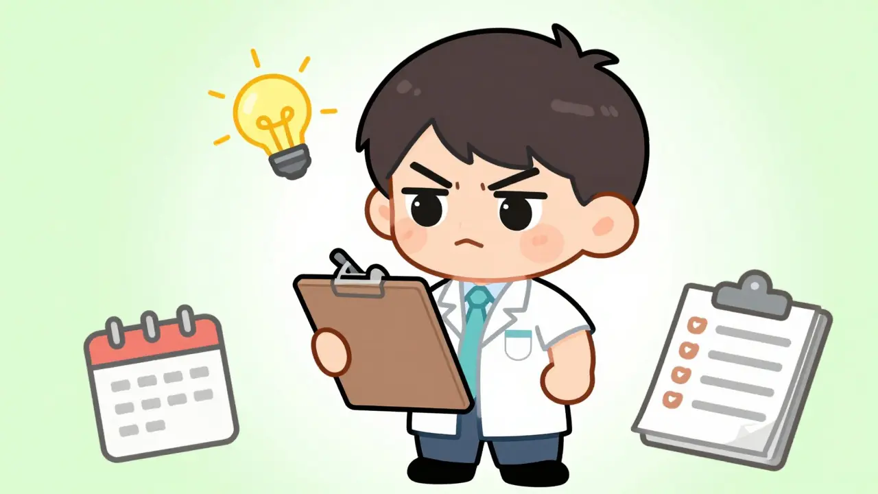 Cute anime character documenting symptoms and medication details