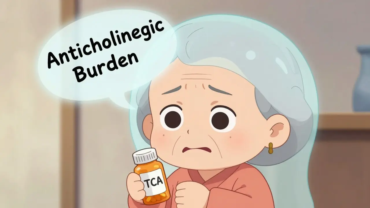 Anticholinergic Burden with Tricyclic Antidepressants: Cognitive and Cardiac Risks