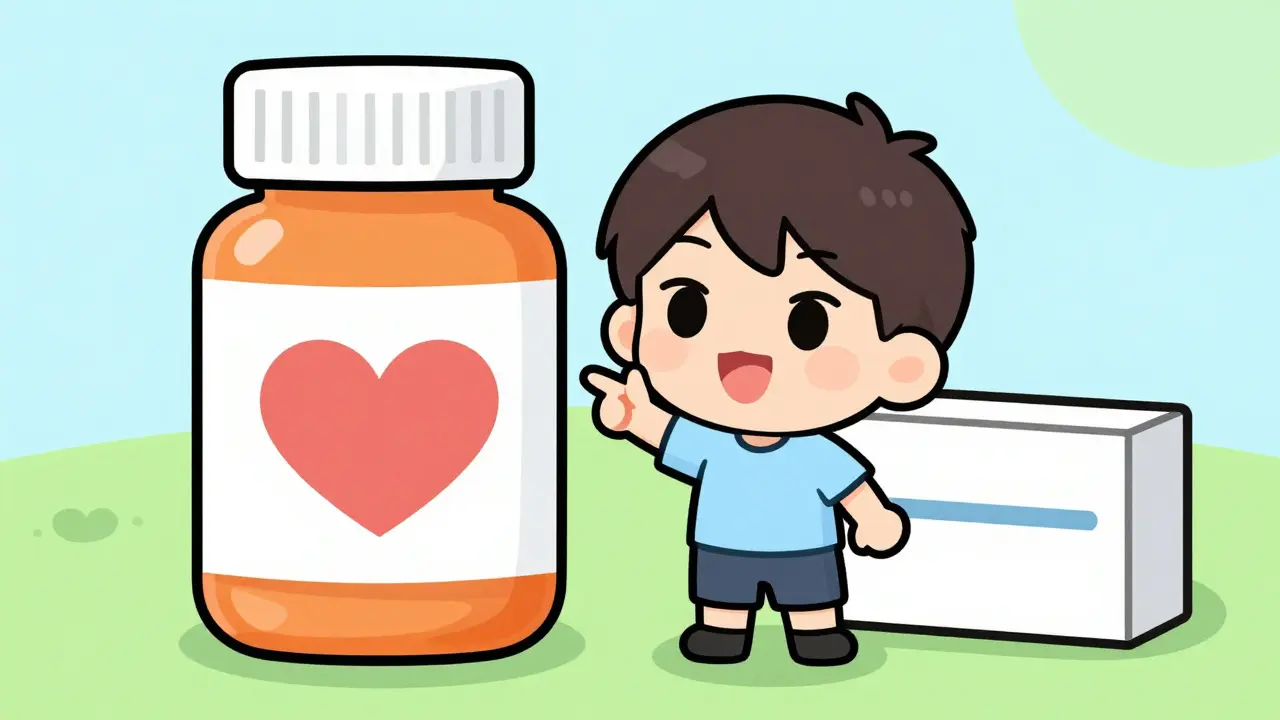 Chibi character choosing alternative medication safely