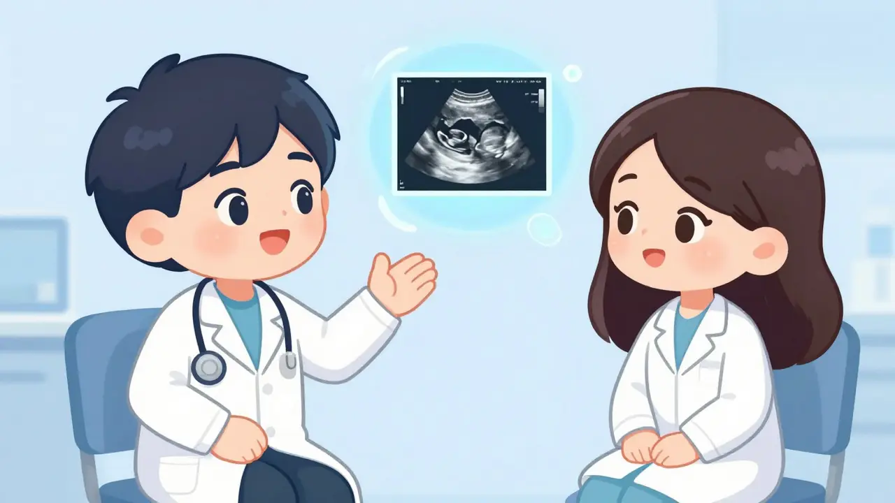 Chibi doctor reassuring patient about fertility care