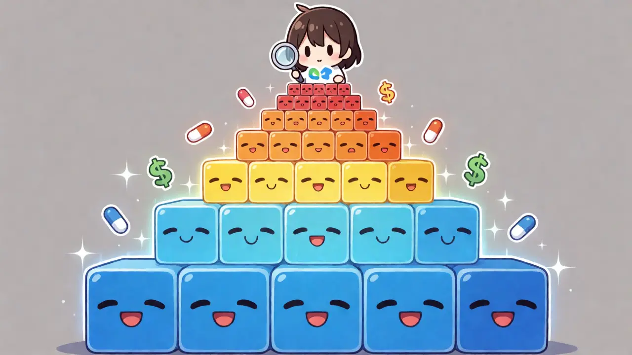 Chibi pyramid showing drug cost tiers